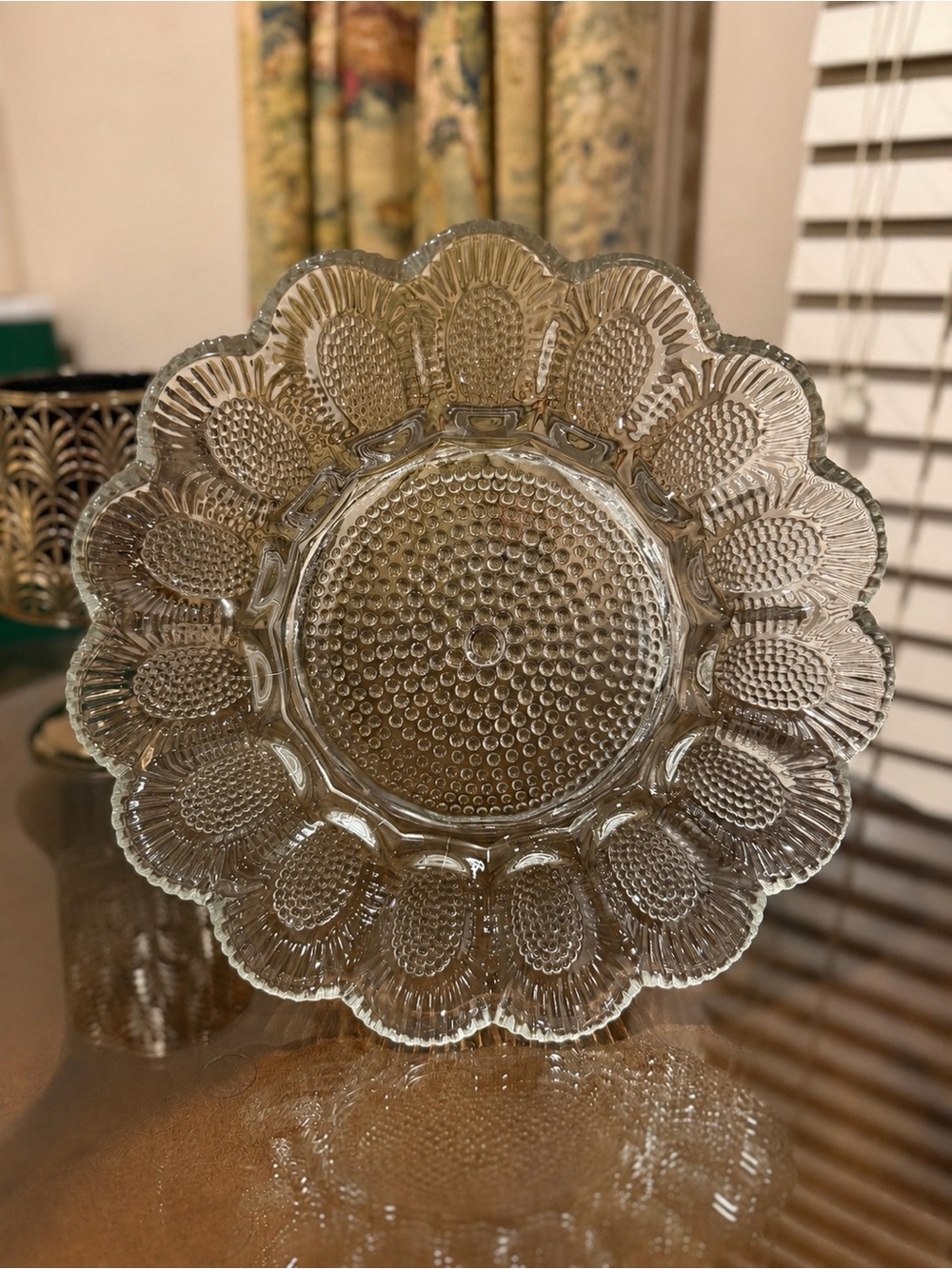 Vintage Indiana Glass Hobnail Clear Deviled Egg Plate